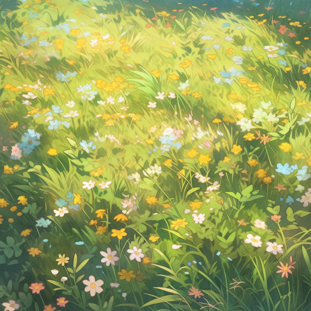 Beautiful hand-painted textured meadow