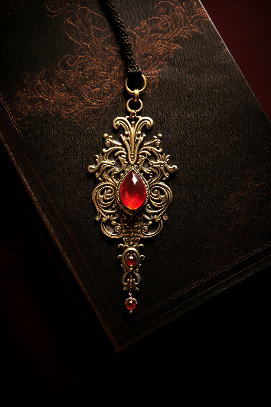 Ornate bookmark on blank journal