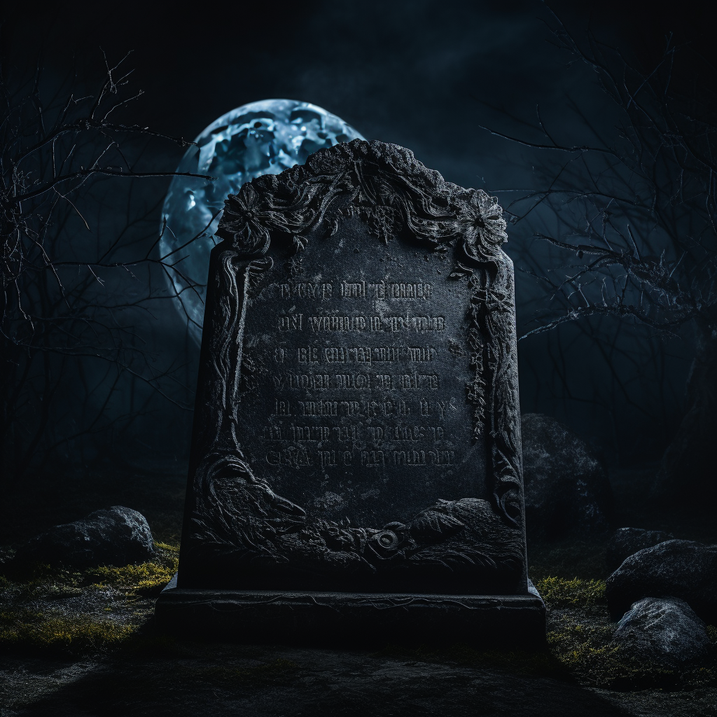 Haunting moonlit gravestone product shot