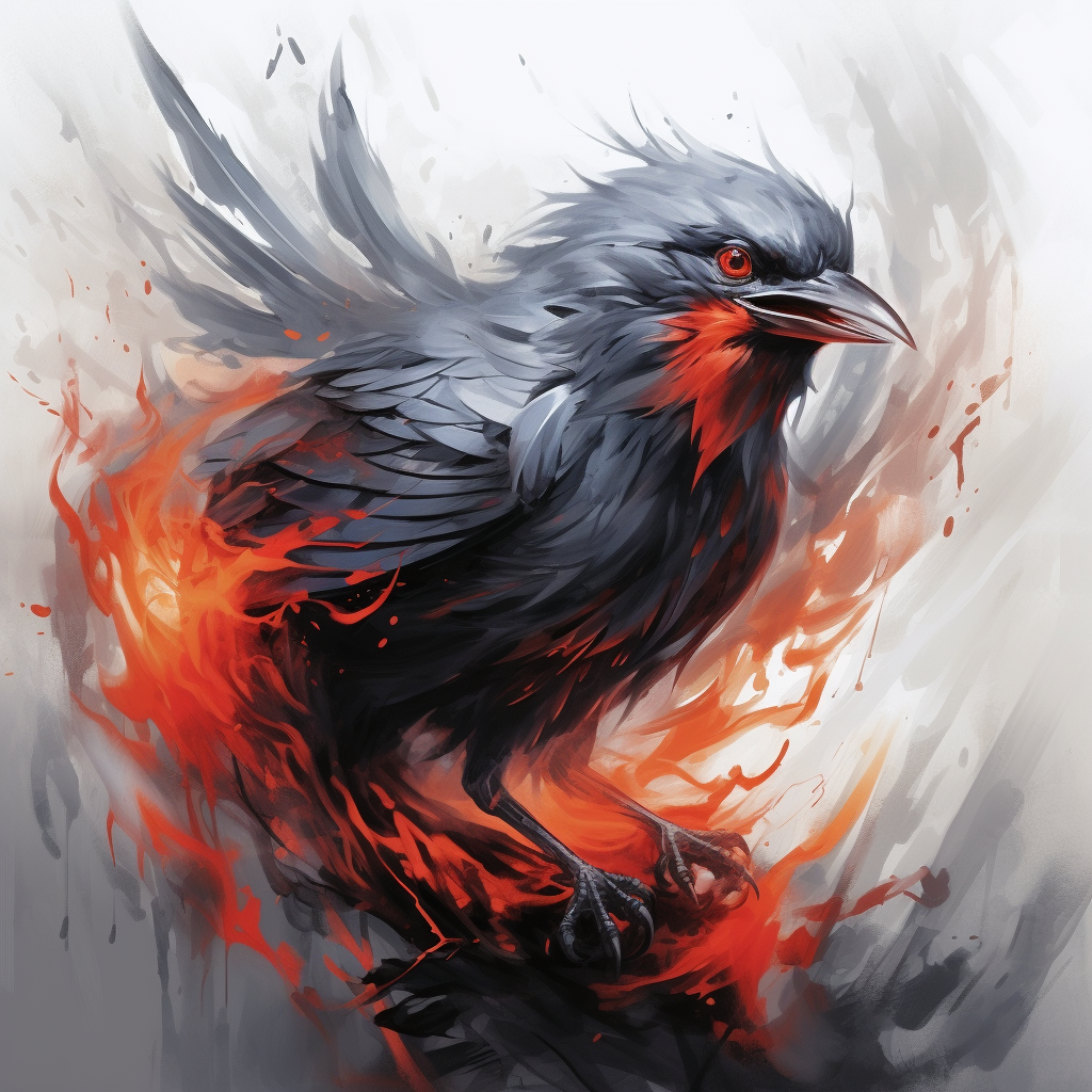 Angry gray bird with fiery spikes and sharp talons