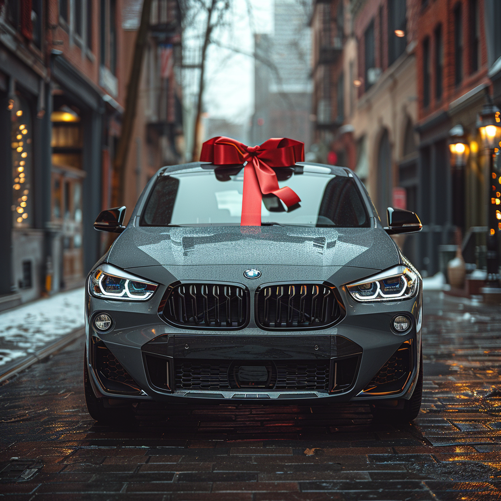 Gray BMW X2 Red Bow