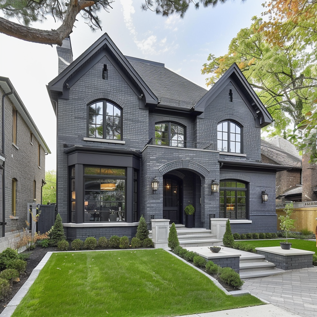 Gray brick walls classic house