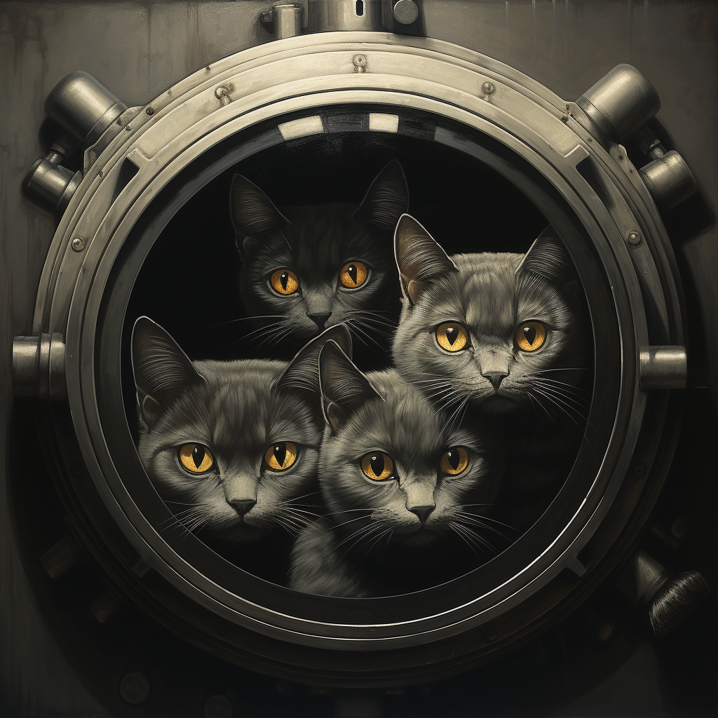 Gray Cats Looking Through Porthole