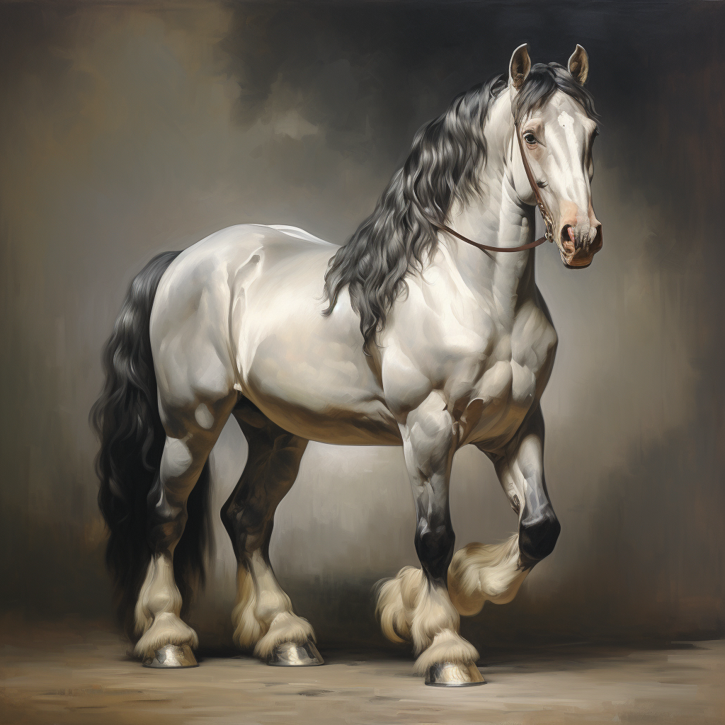 Beautiful gray clydesdale horse portrait