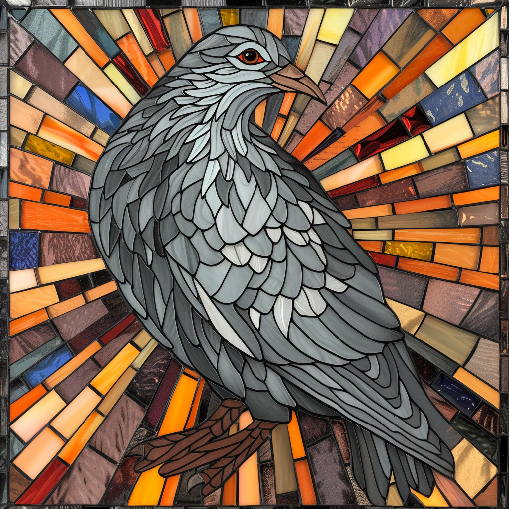 Gray Dove in Stained Glass