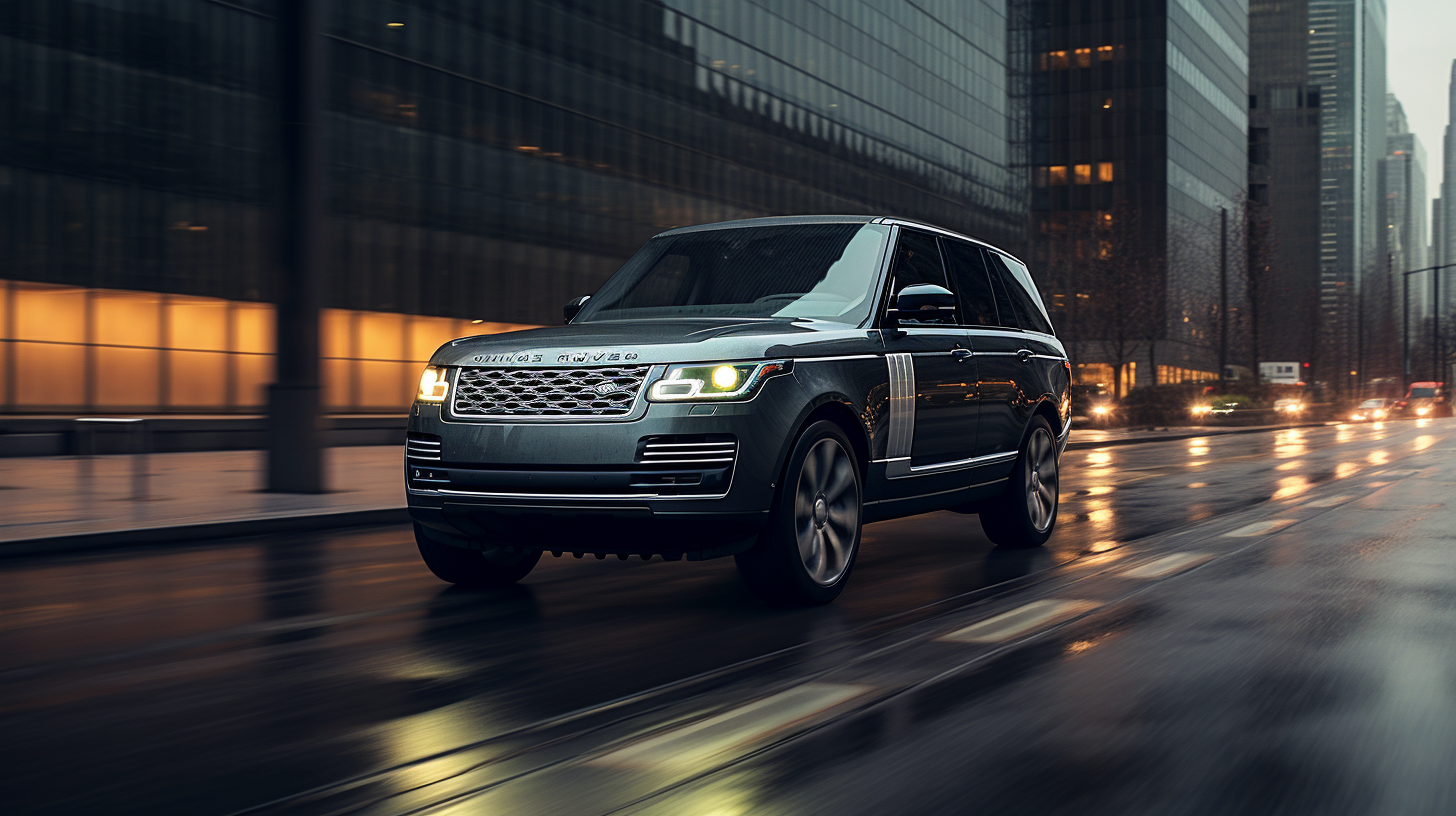 Gray Range Rover Driving City Street