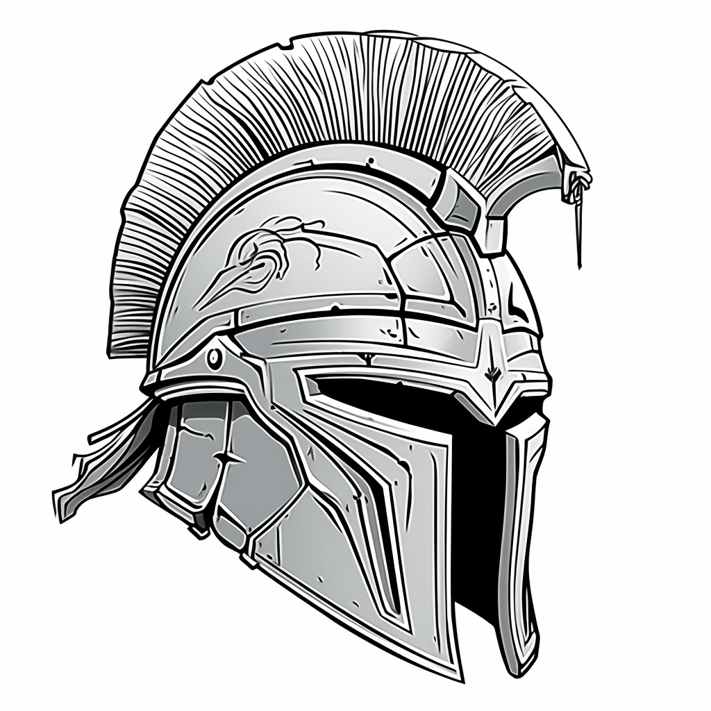 Detailed gray Spartan helmet side view