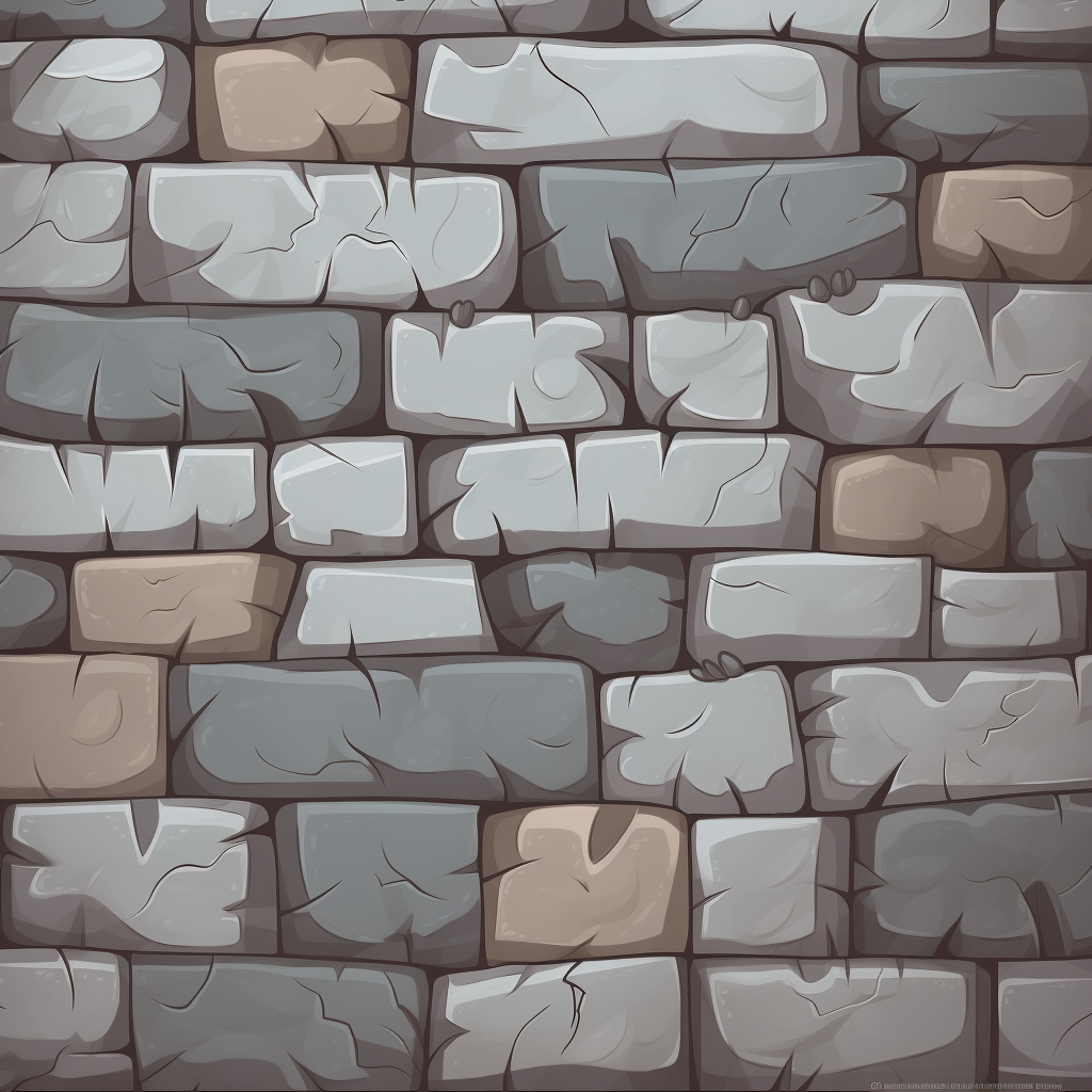 Cartoon illustration of gray stone brick wall