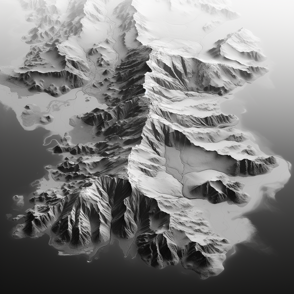 Grayscale height map of North Island, New Zealand