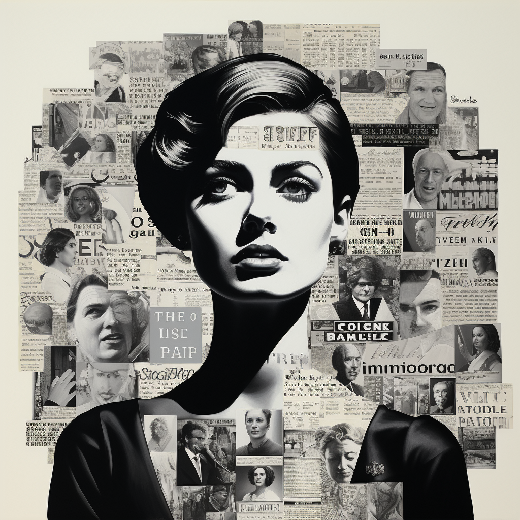 Grayscale words collage with emotive body language