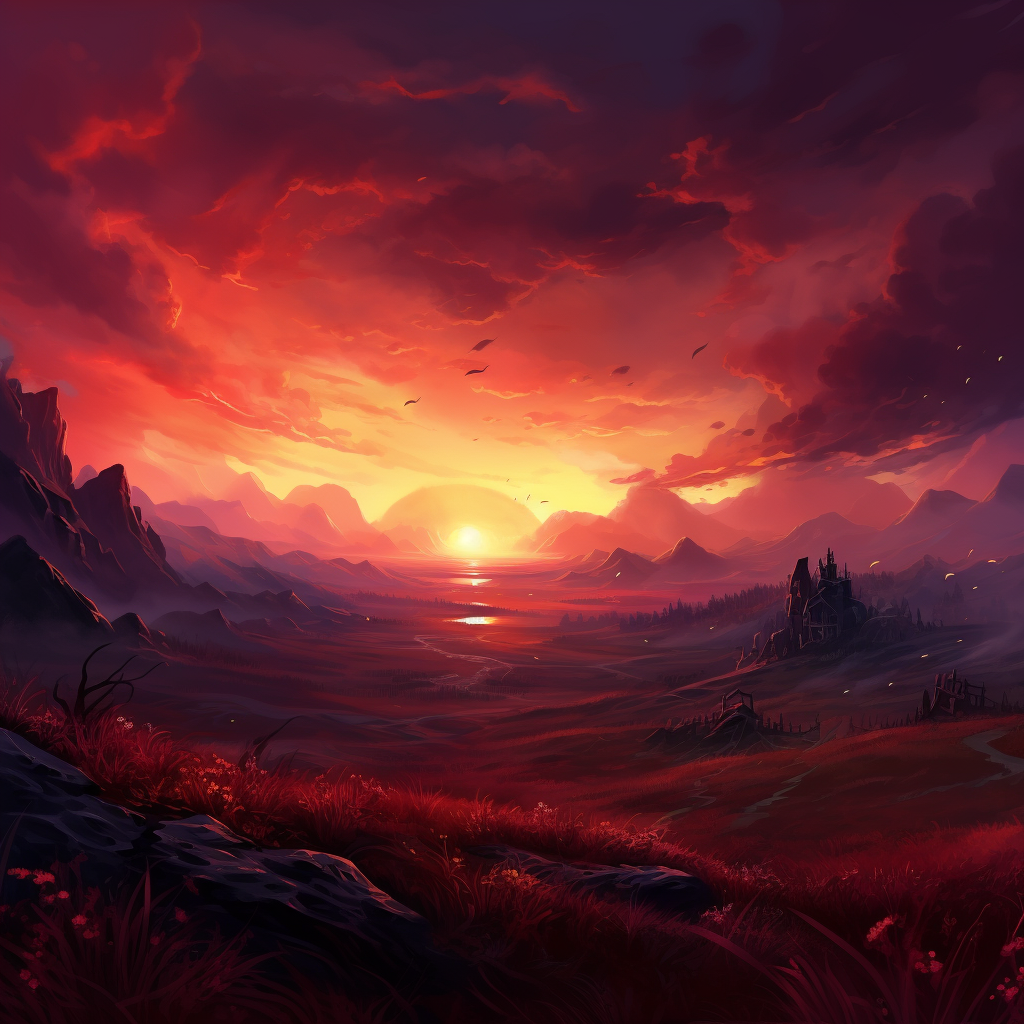 Stunning Red Sky Battlefield Artwork