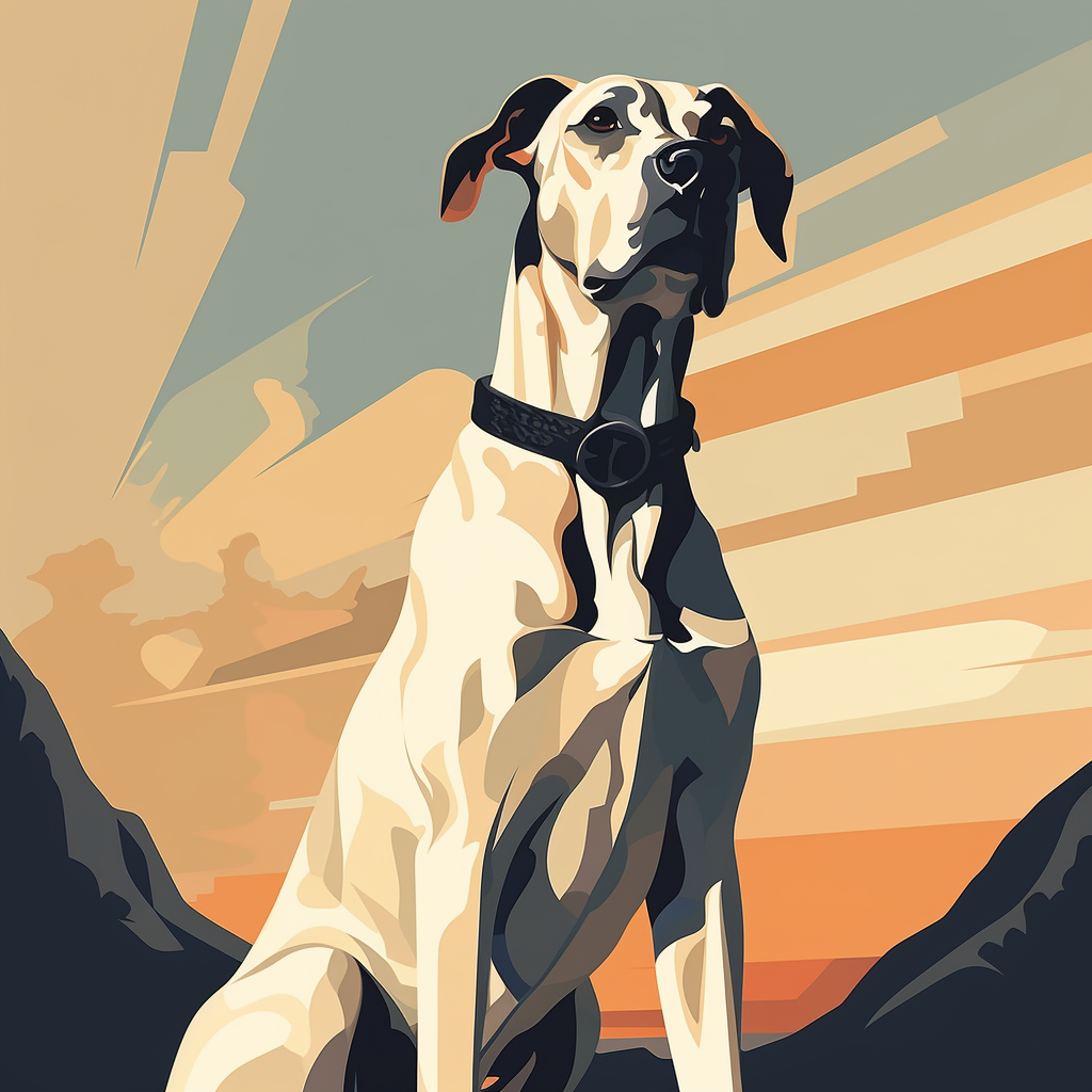 Vintage-style Great Dane illustration