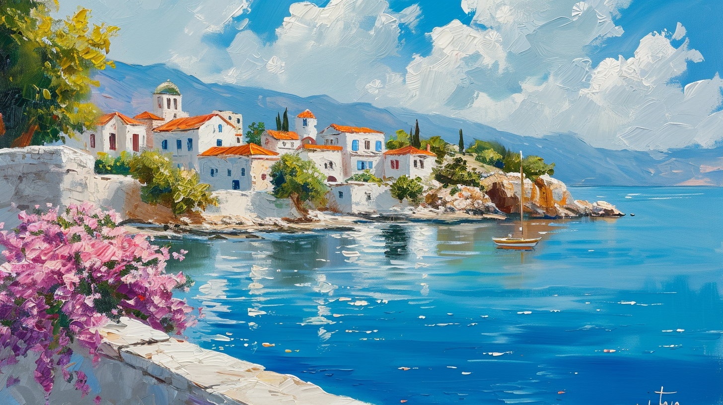 Greece Water Summer Painting