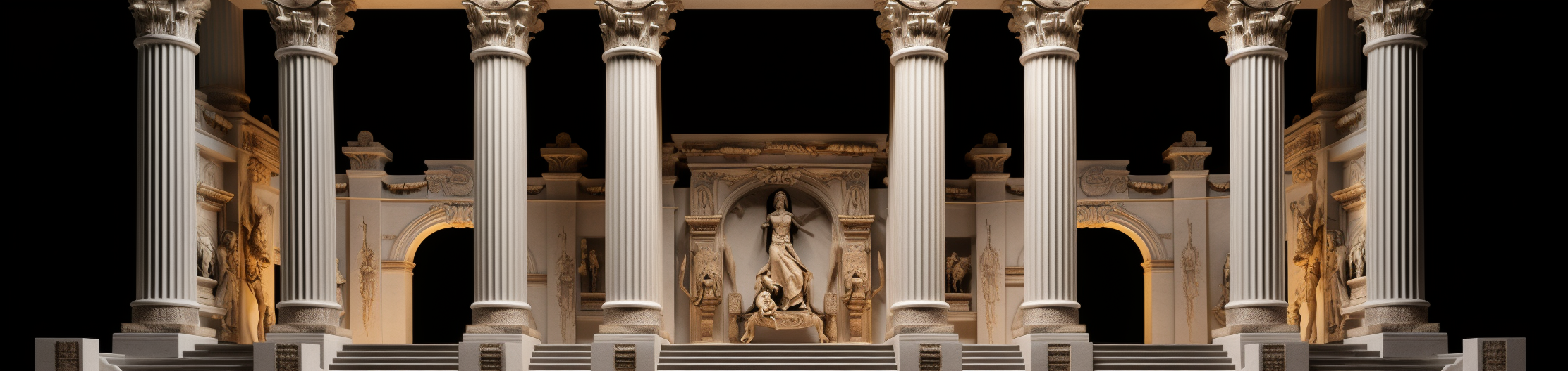 Frontal view of Greek architectural columns