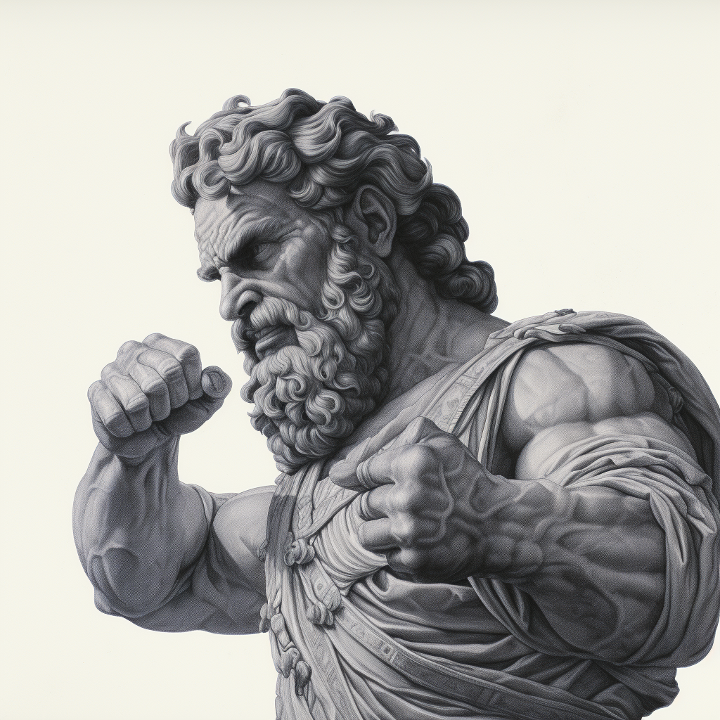 Black and white drawing of Greek Atlas