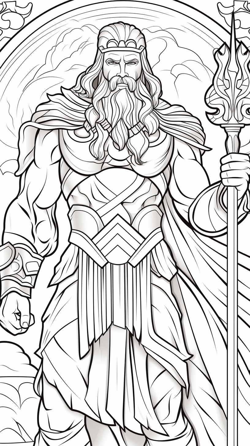 Coloring page of Greek God Odin