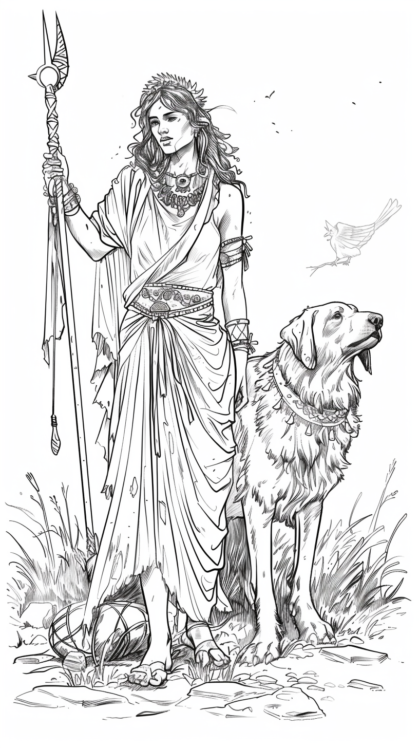 Hekate Greek goddess coloring page