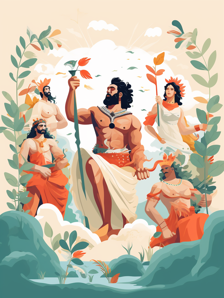 Greek Gods Carnival Celebration Illustration