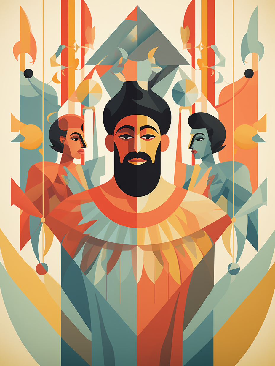 Geometric Greek gods carnival celebration