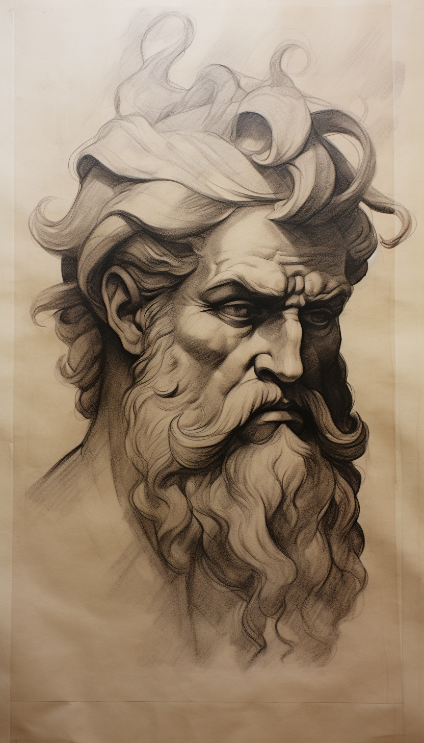 Sketch of ancient Greek gods' face