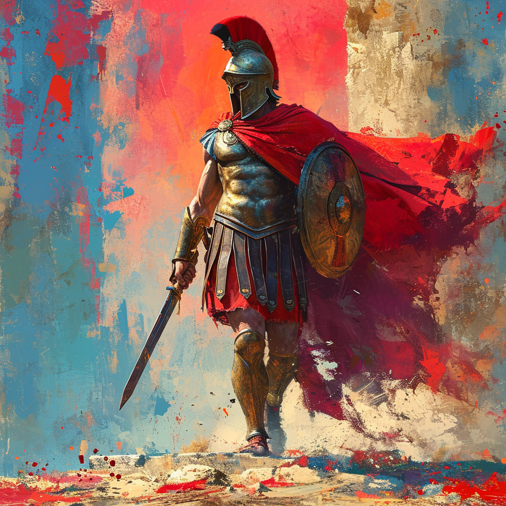 Greek Hoplite Cartoon Digital Art