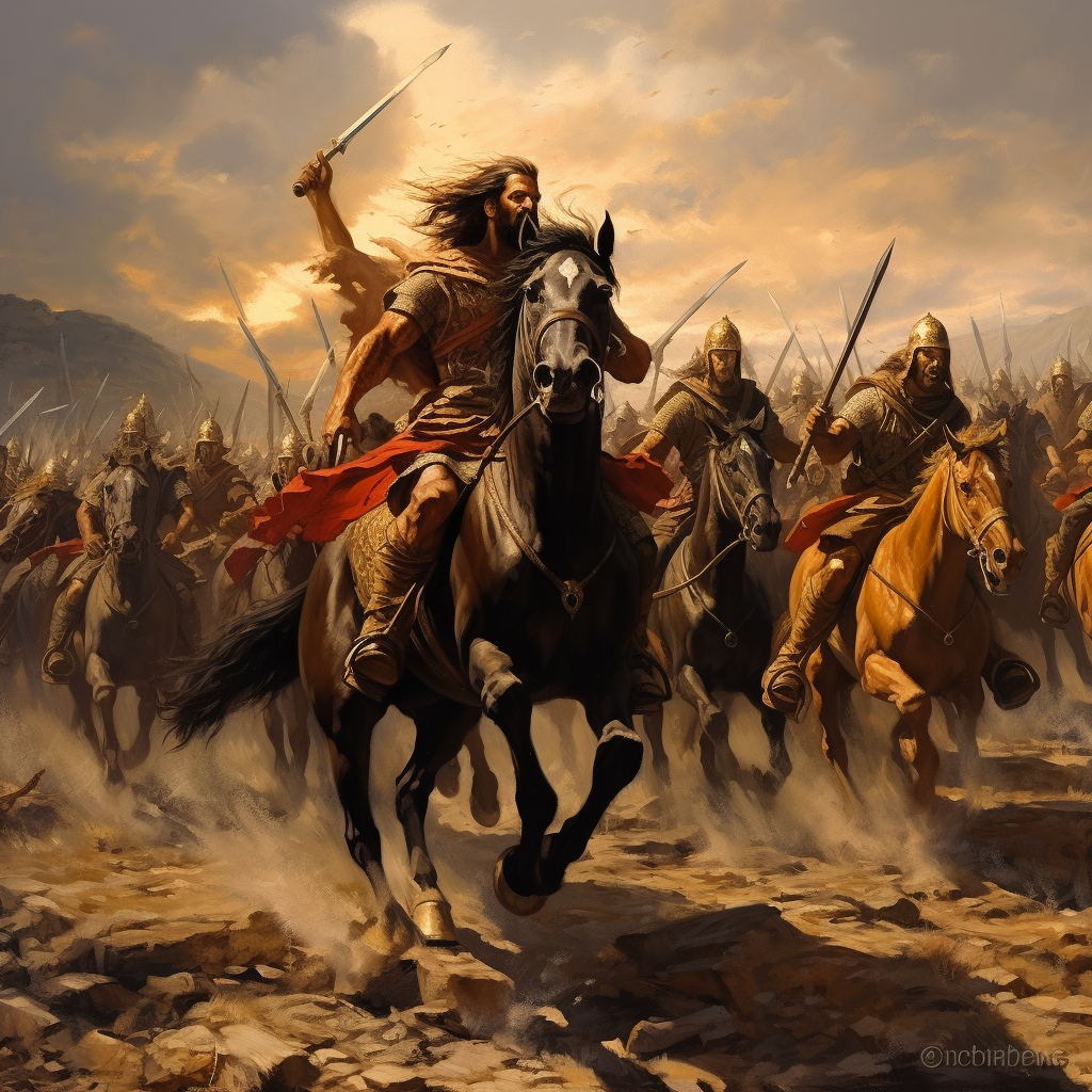 Greek horsemen in epic battle