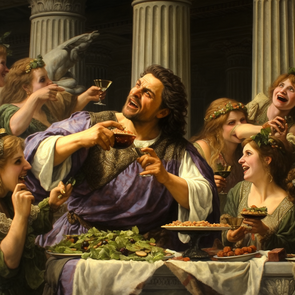 Man enjoying grapes with women