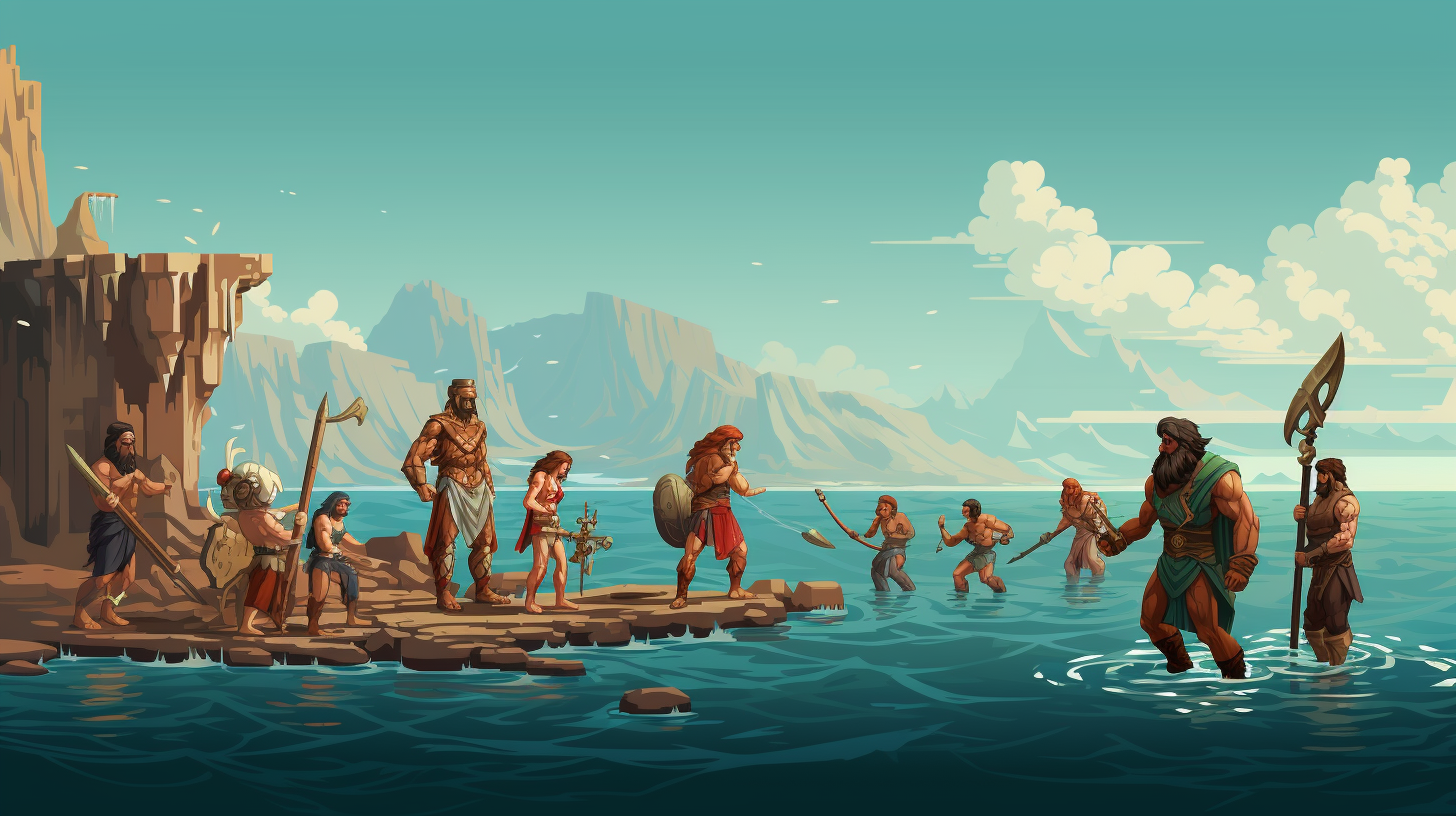 Pixel art depiction of Greek Mythology