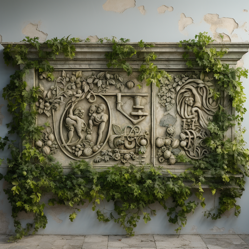 Beautiful Greek Sculpted Symbols with Plants