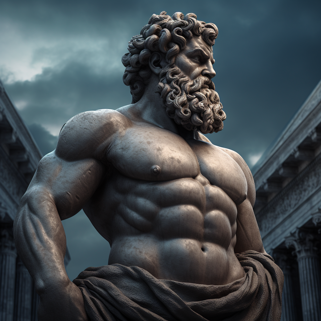 Greek statue portraying stoic hero Hercules