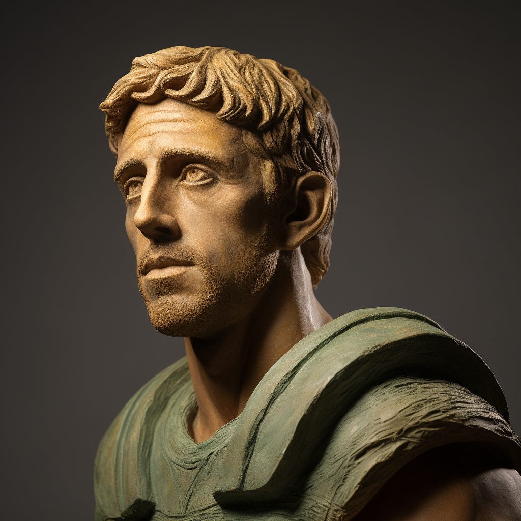 Greek statue of NFL quarterback Aaron Rodgers