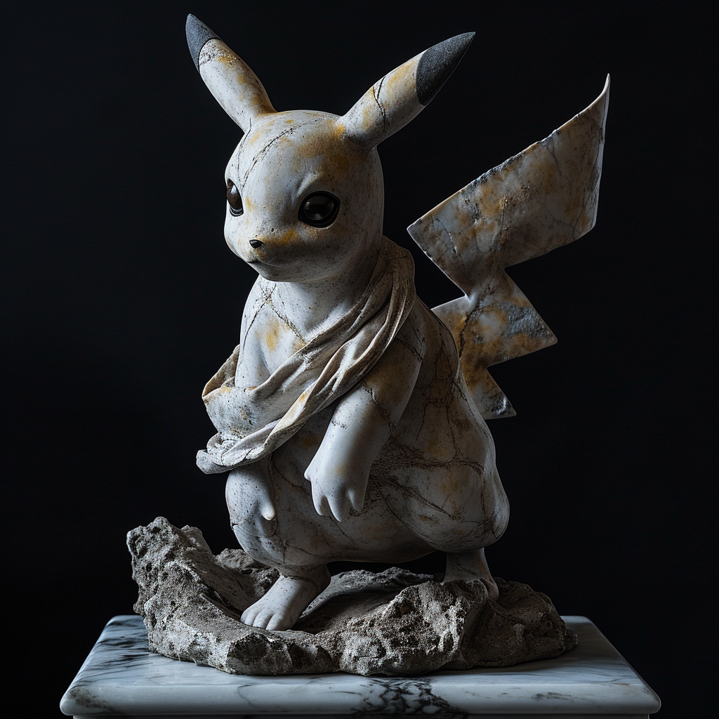 Greek Statue Pikachu in Fear Style.