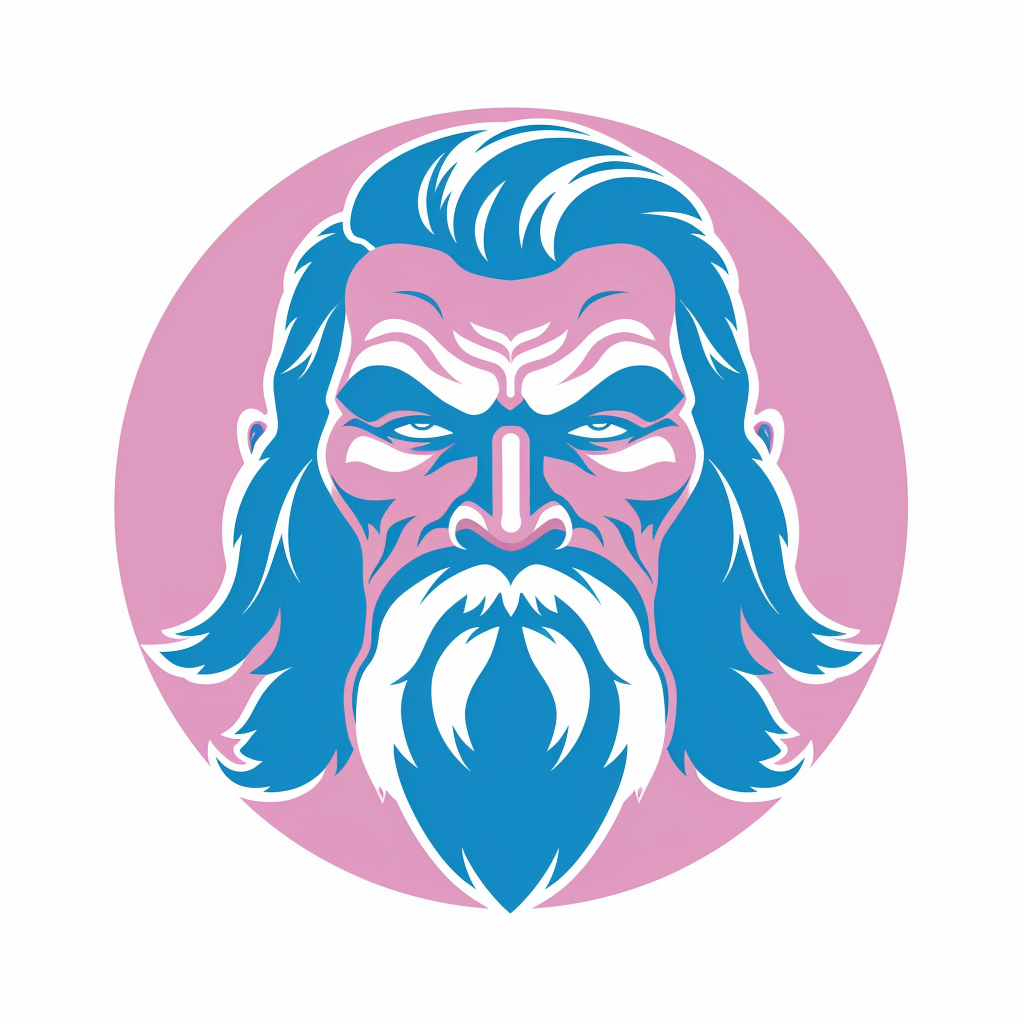 Greek wrestler logo in pink and powder blue