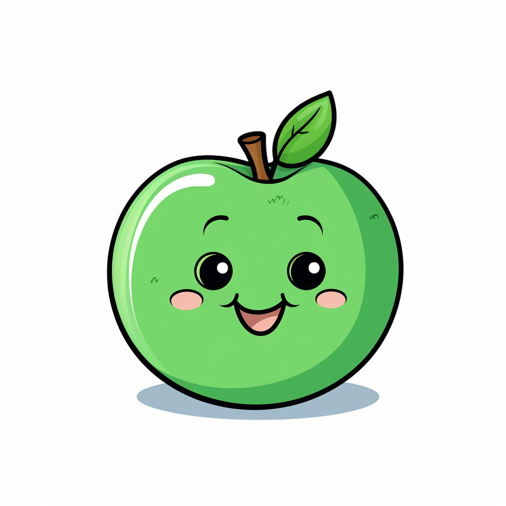 Cartoon green apple for kids