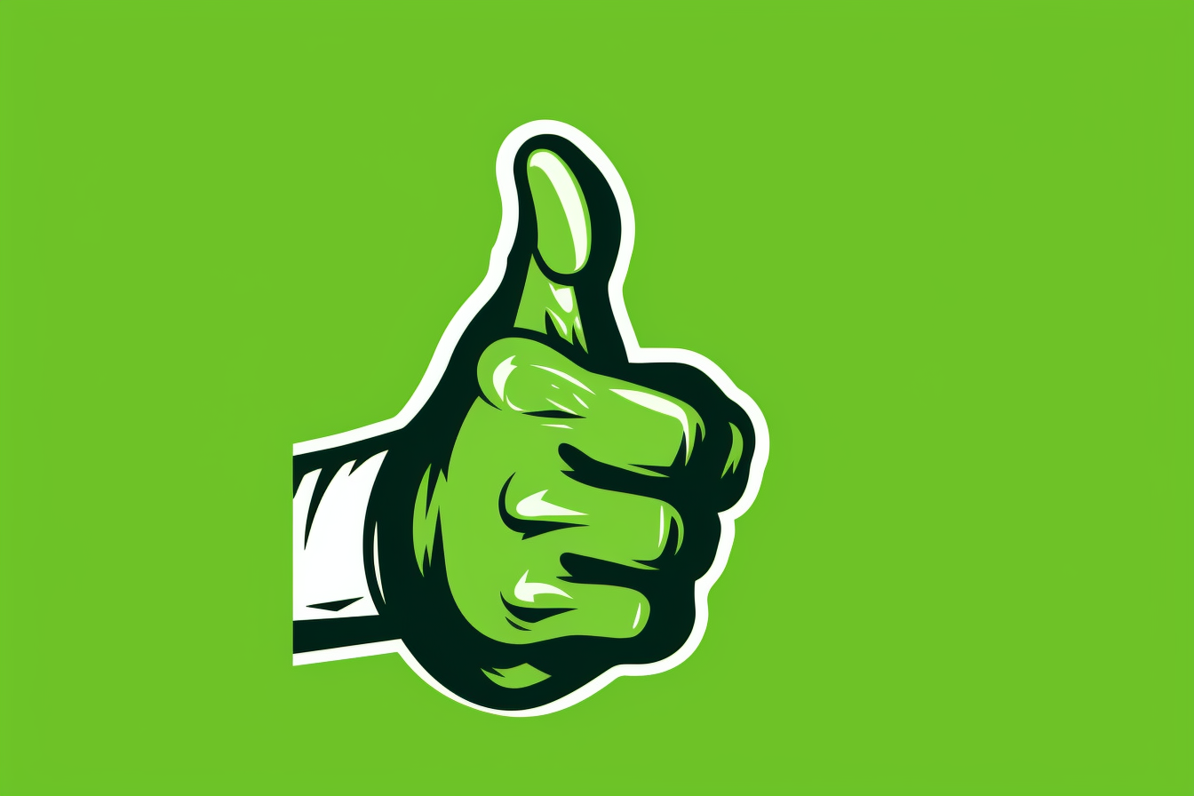 Green background with thumbs up icon