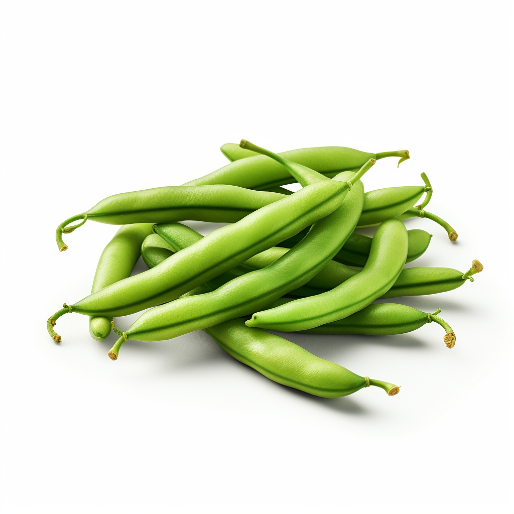 Green beans on white background