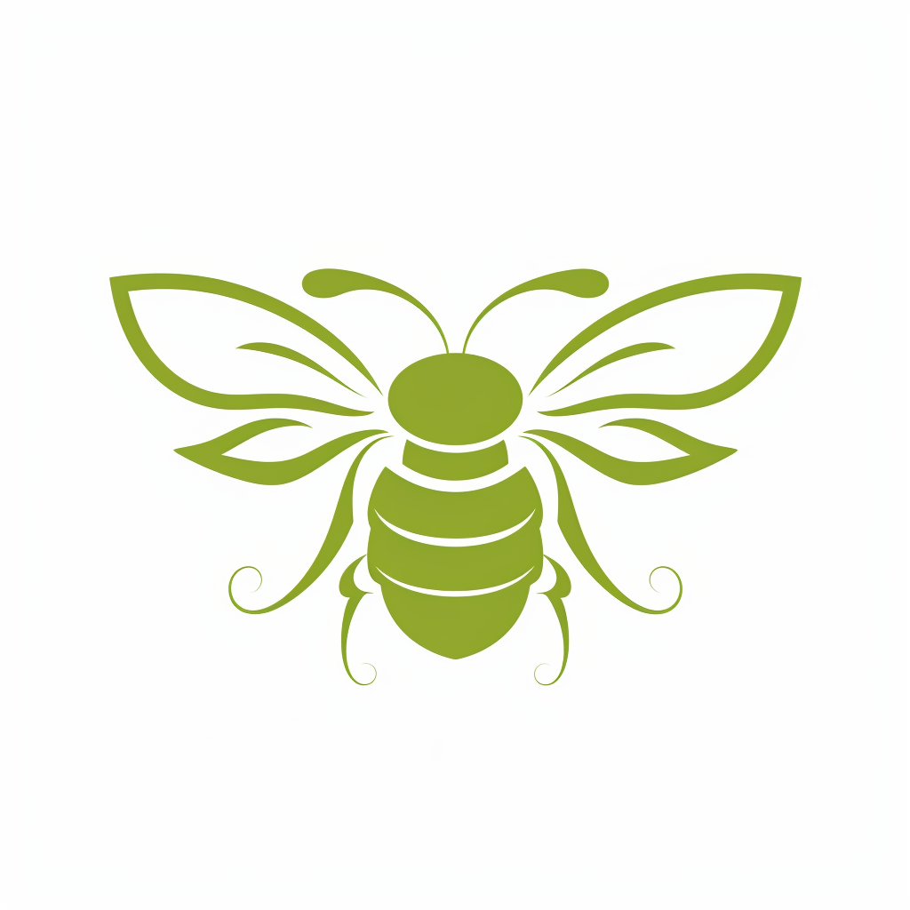 Simple Green Bee Symbol Art