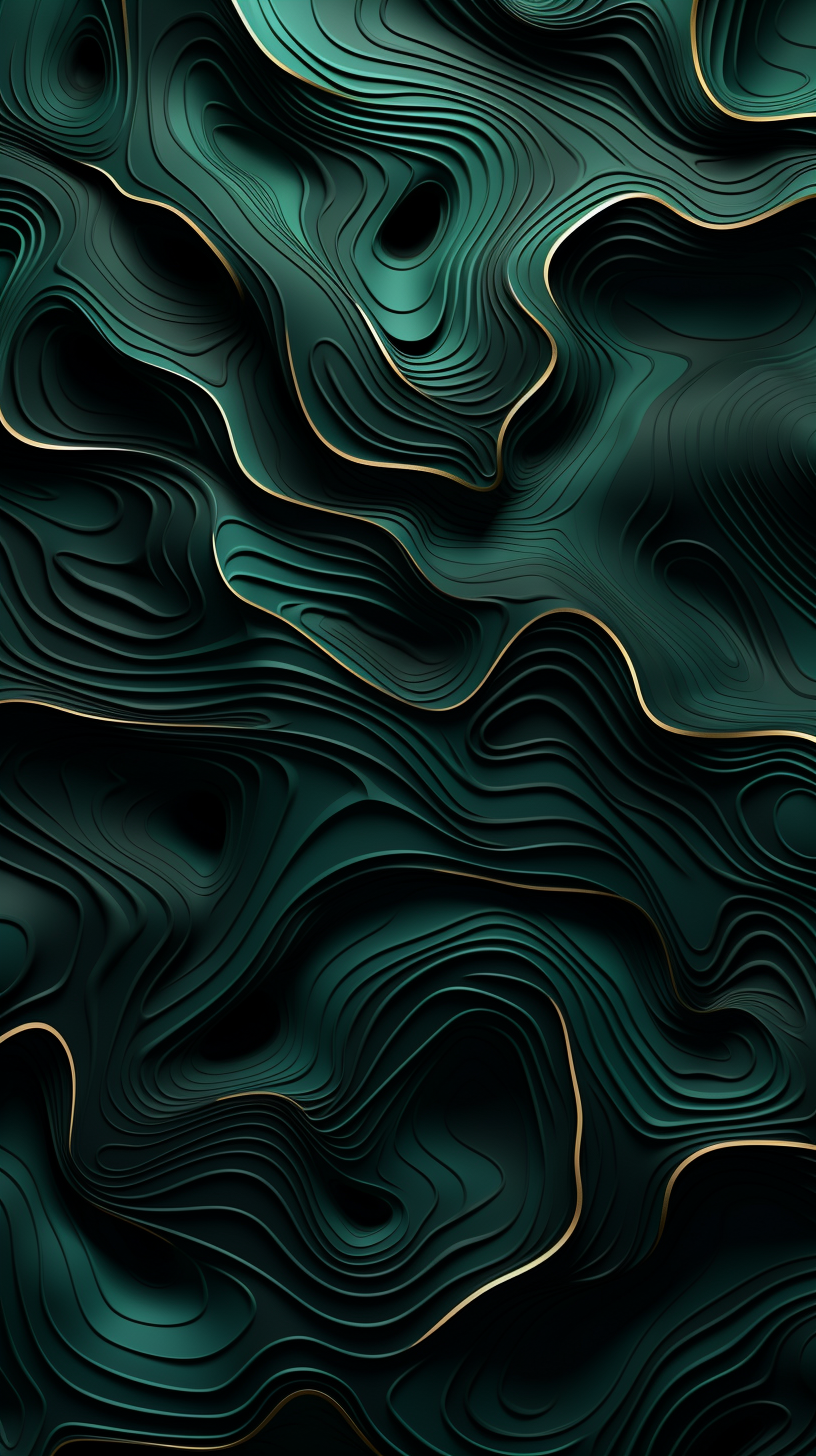 Green and Black Organic Pattern with Lines