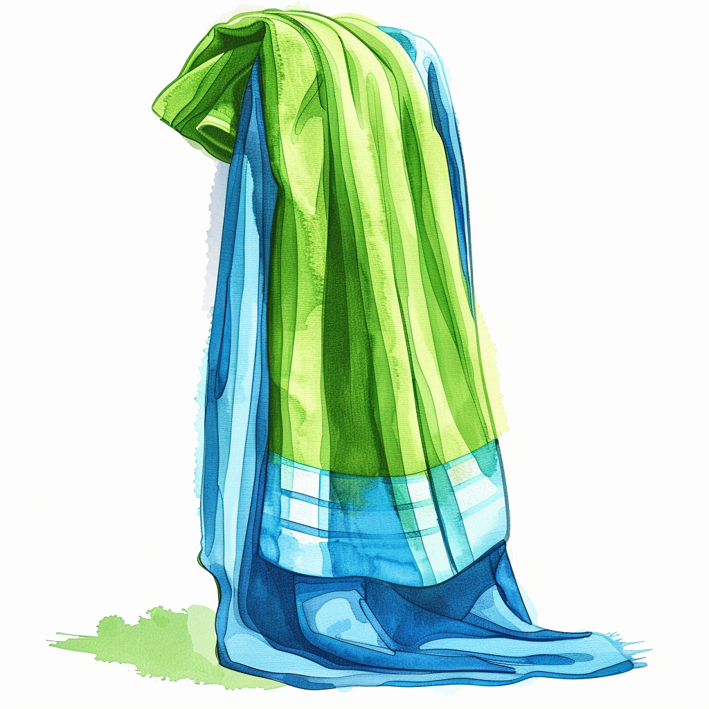 Green Blue Towel Drying Image