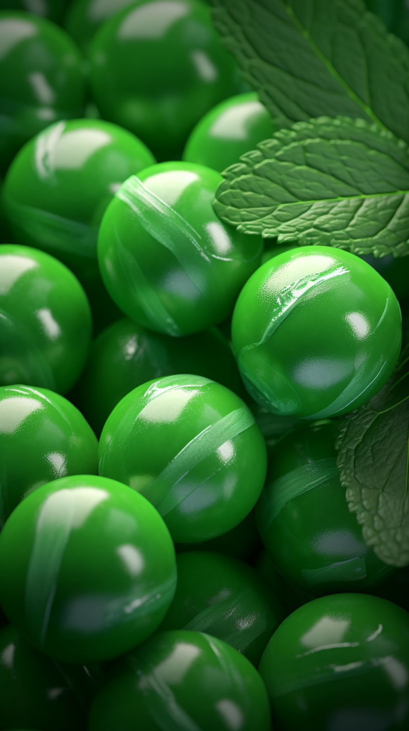 Hyperrealistic green candy isolated on white background