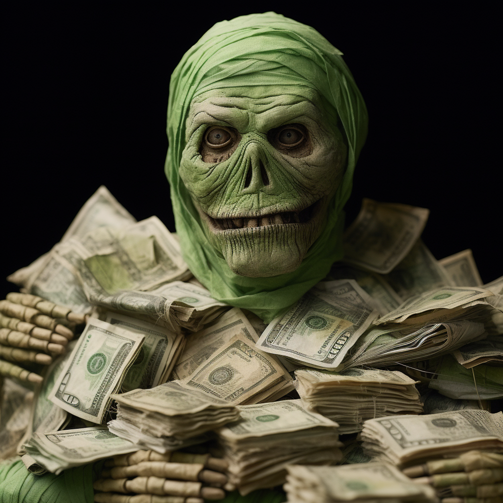 Zombie mummy with money offer