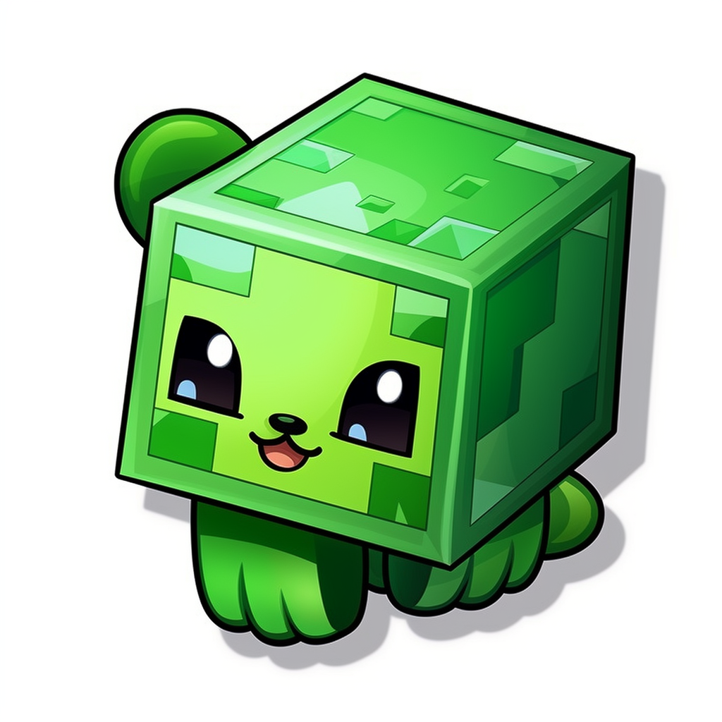 Adorable green cube animal