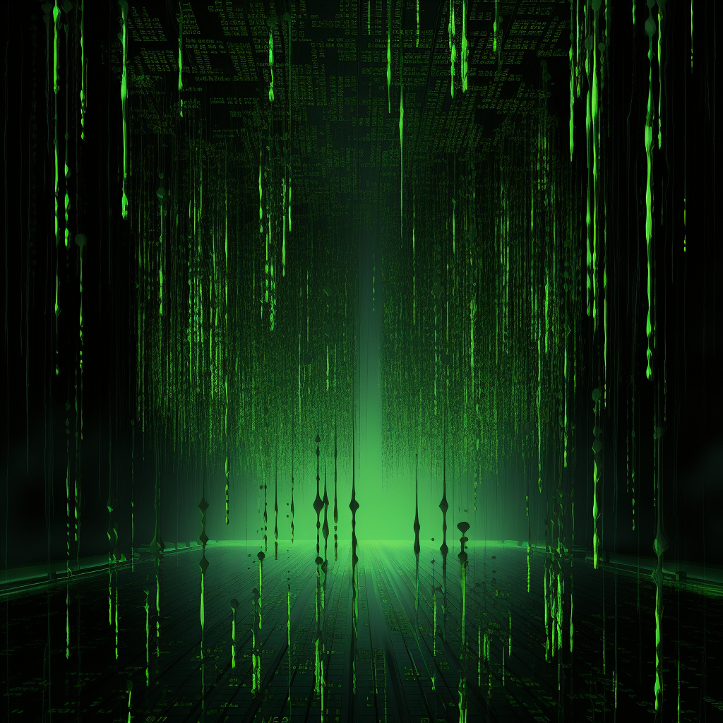 Digital code dripping in green