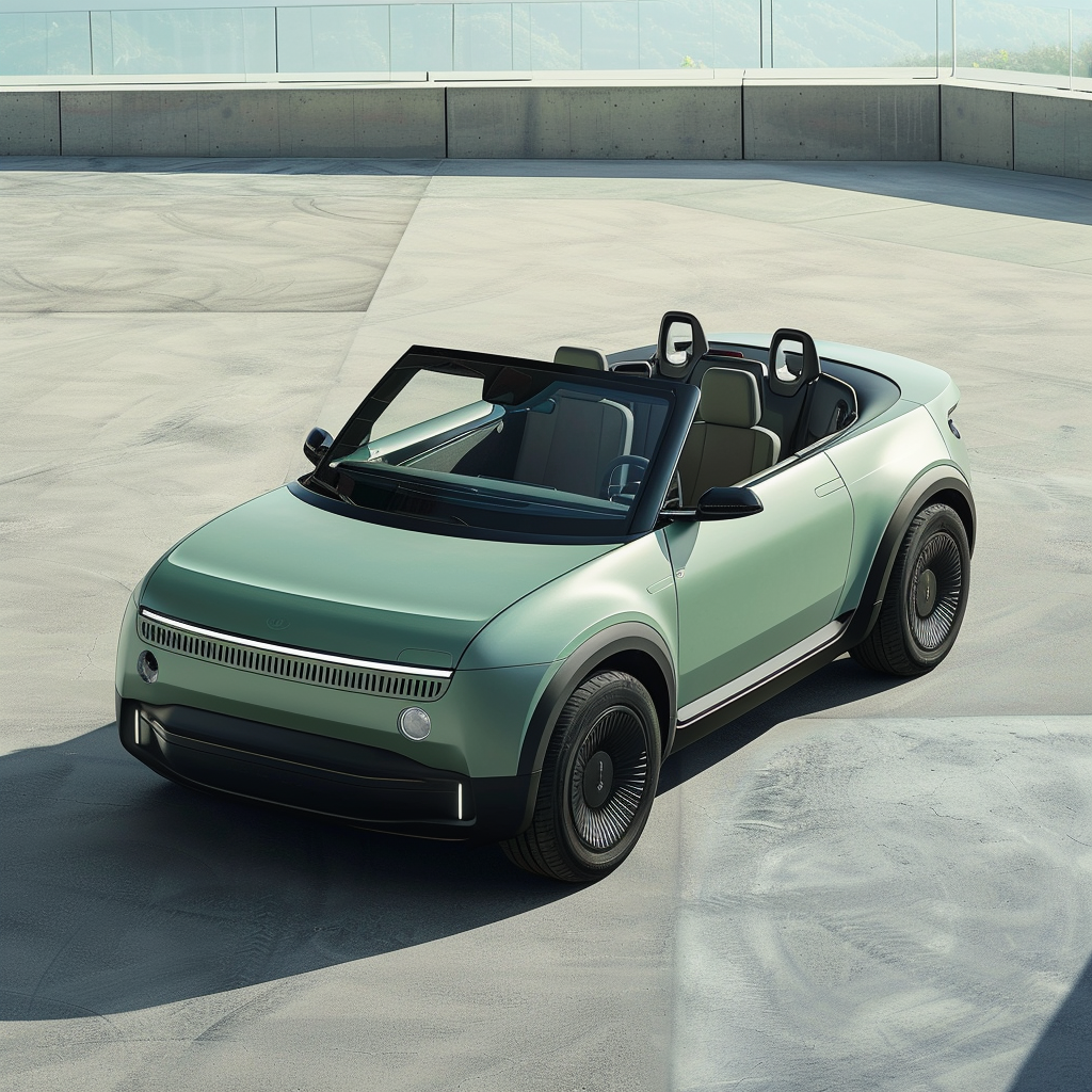 Small electric green utility coupe