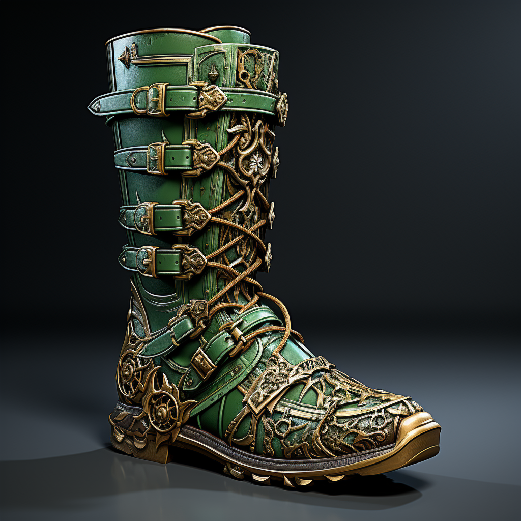 Green Elven Style Leather Boot