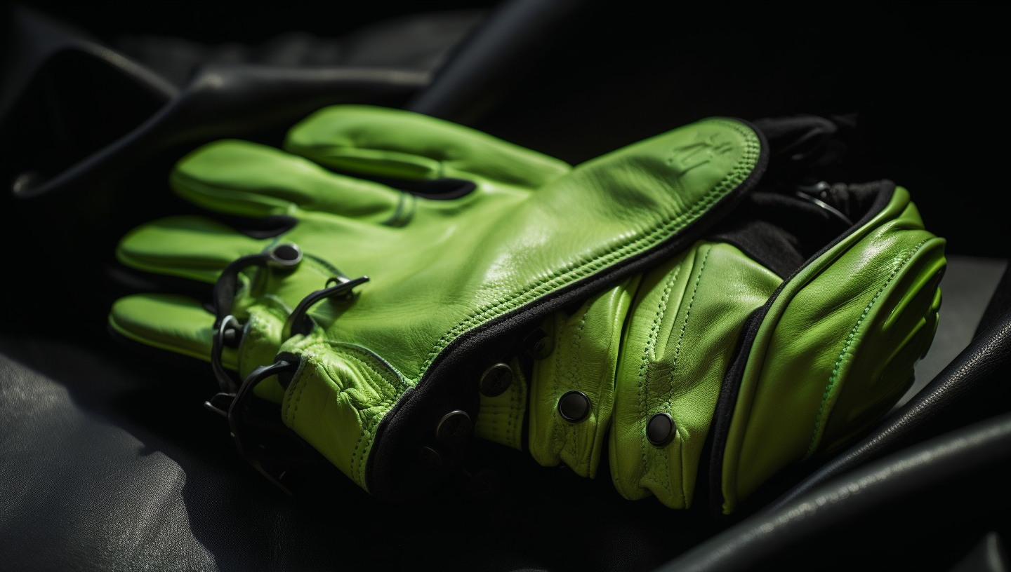 Close Up of Green F1 Gloves