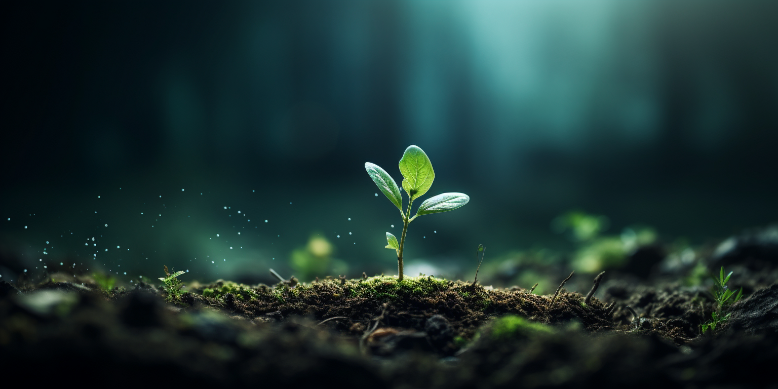 Small green tree seedling in forest