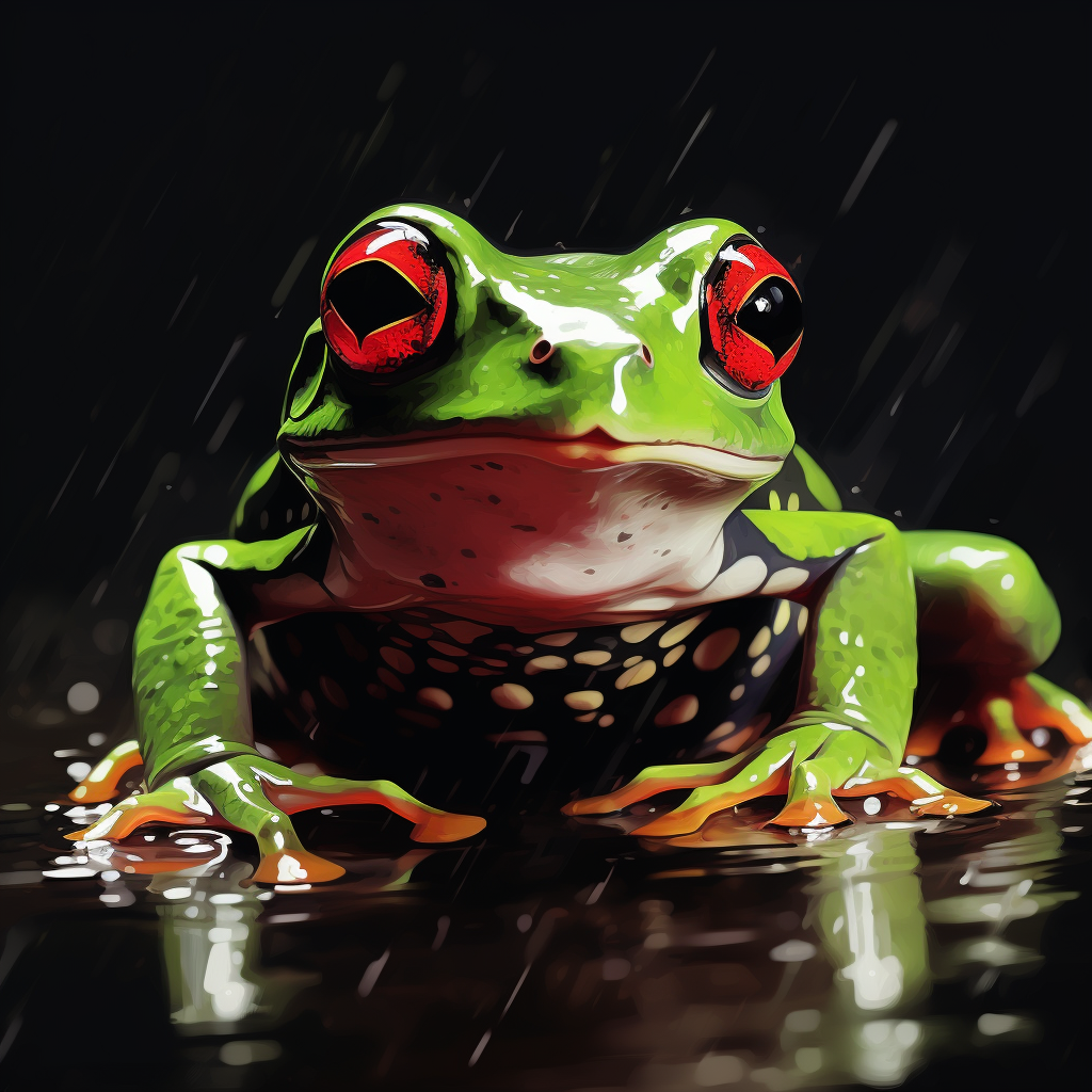 Green frog with red spots sketch