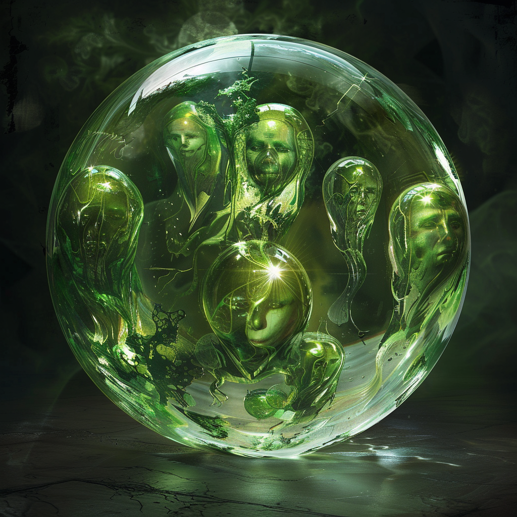 Green Ghost Faces Orb Art