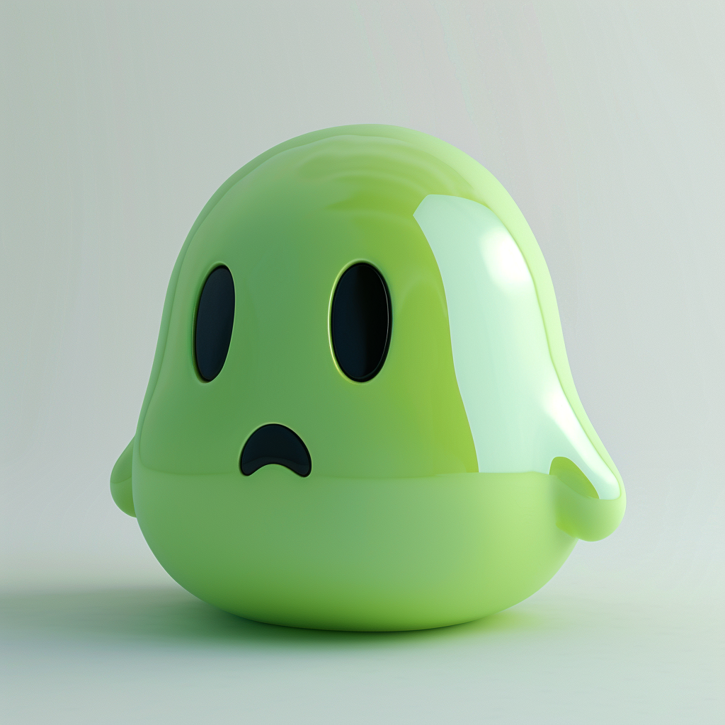 Green Ghost Pacman Game White Background